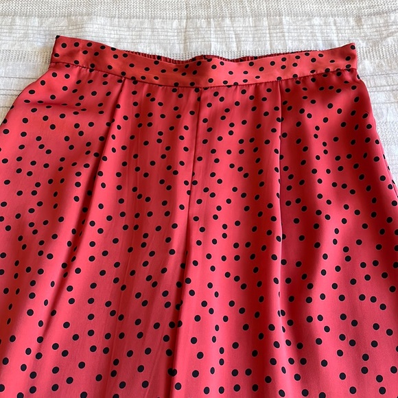 J.Peterman Women’s Satin Polka Dot Wide Leg Pants, rust with black, size 6 - Picture 2 of 3
